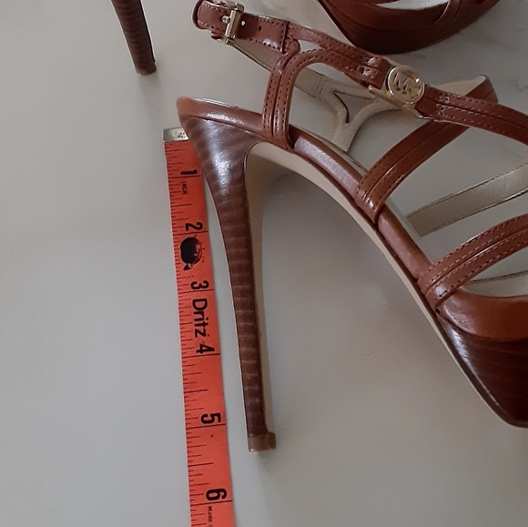 🆕️ MICHAEL  Michael Kors NWT Caramel Brown Size 7M Platform Stiletto Heel Shoes - Picture 12 of 14